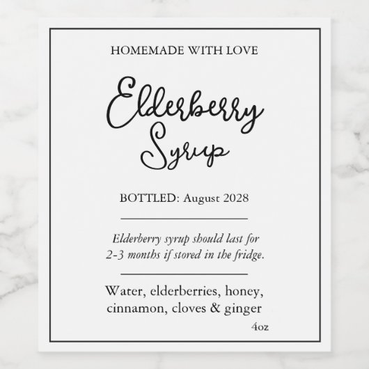 Customizable Elderberry Syrup Label ZEB_05b ワインラベル (シングルラベル)