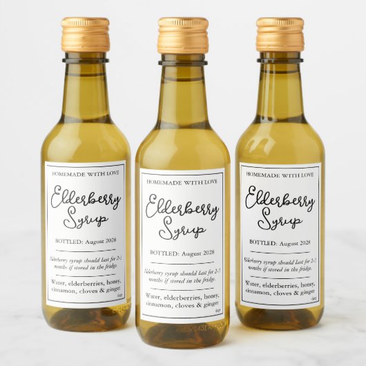 Customizable Elderberry Syrup Label ZEB_05b ワインラベル (ボトル)