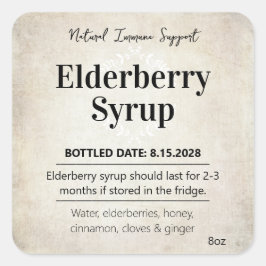 Customizable Elderberry Syrup Label ZEB_06b スクエアシール