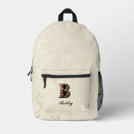 Customizable Elegant Baroque Monogram B Backpack プリントバックパック