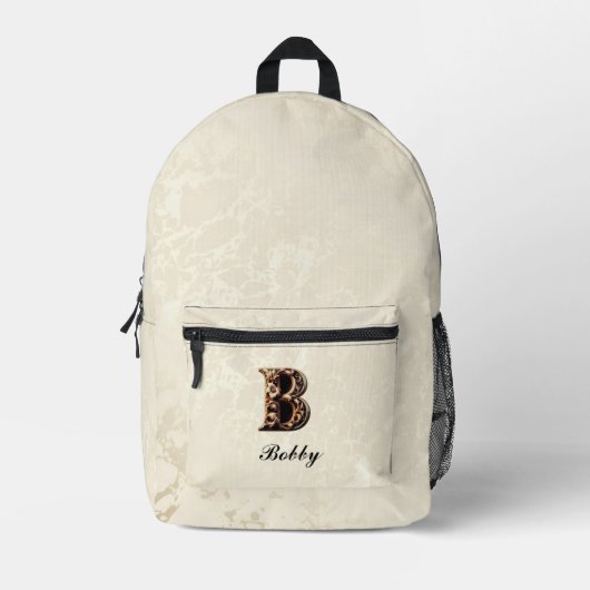 Customizable Elegant Baroque Monogram B Backpack プリントバックパック (正面)