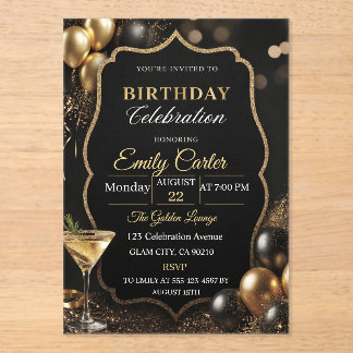 Customizable Elegant Birthday Magnetic Invitation アクリル招待状