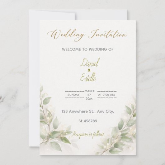 Customizable Elegant Minimal Wedding Invitation   招待状 (正面)