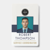 Customizable Employee Photo ID Card Logo - Navy  バッジ (正面)
