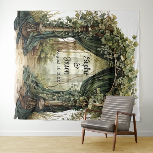  Customizable Enchanted Archway Wedding Backdrop タペストリー (インサイチュ(横))