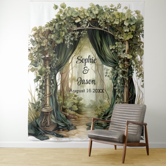 Customizable Enchanted Archway Wedding Backdrop タペストリー (インサイチュ)