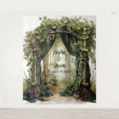 Customizable Enchanted Archway Wedding Backdrop タペストリー (正面)