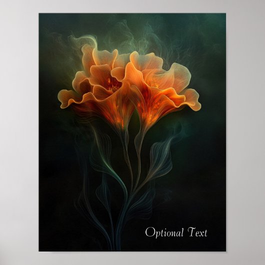 Customizable Ethereal Orange Flower Poster ポスター (正面)