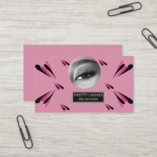 Customizable Eyelash Extension Gold Makeup Card 名刺 (正面/裏面インサイチュ)