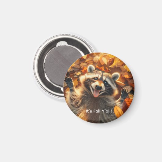 Customizable Fall Silly Raccoon  マグネット (正面/裏面)