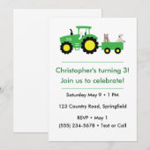 Customizable Farm Tractor Birthday Invitation 招待状 (正面/裏面)