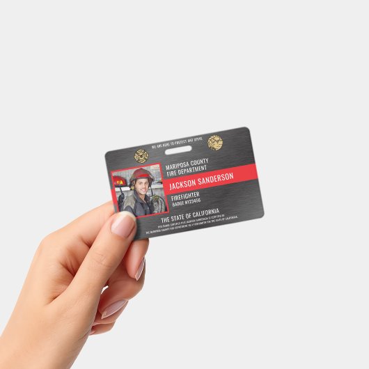 Customizable Firefighter Fire Department Employee バッジ (手持ち)