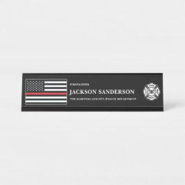 Customizable Firefighter Fire Department Logo デスクネームプレート