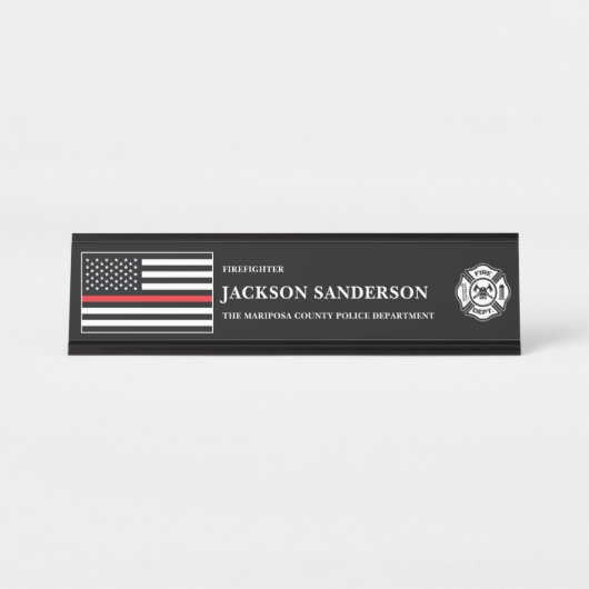 Customizable Firefighter Fire Department Logo デスクネームプレート (正面)