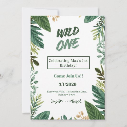 Customizable First Birthday Greeting Card シーズンカード (正面)