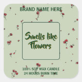 Customizable Flower Candle Label Editable Text スクエアシール (正面)