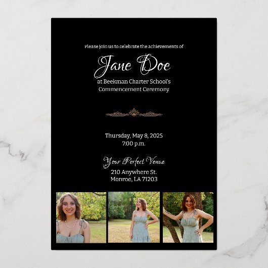 Customizable Foil Graduation Invitation 箔招待状 (裏面)