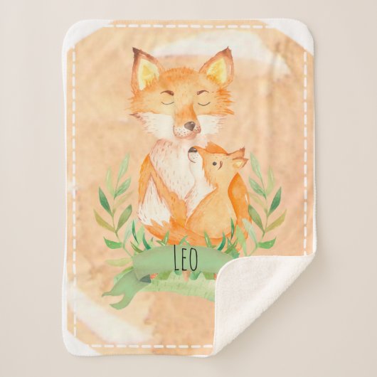 Customizable Fox Baby Blanket Sherpa シェルパブランケット (正面)