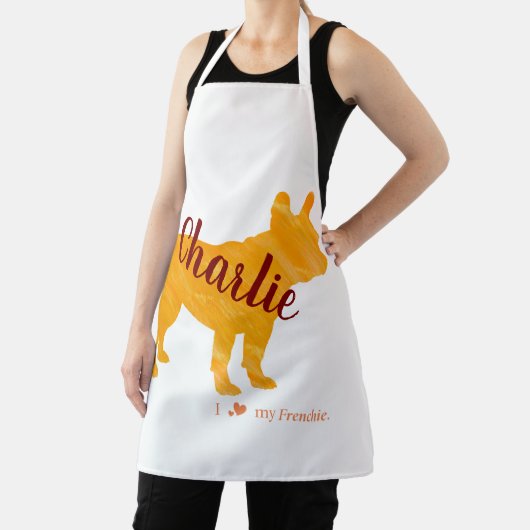 Customizable French Bulldog Pastel Orange Frenchie エプロン (インサイチュ)