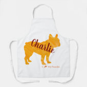 Customizable French Bulldog Pastel Orange Frenchie エプロン (正面)