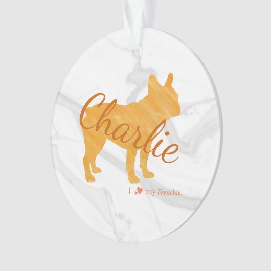 Customizable French Bulldog Pastel Orange Frenchie オーナメント (正面)