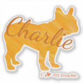 Customizable French Bulldog Pastel Orange Frenchie シール (正面)
