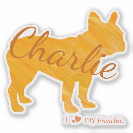 Customizable French Bulldog Pastel Orange Frenchie シール (正面)