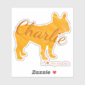 Customizable French Bulldog Pastel Orange Frenchie シール (シート)