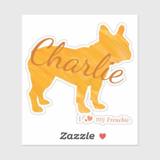 Customizable French Bulldog Pastel Orange Frenchie シール (シート)