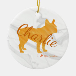 Customizable French Bulldog Pastel Orange Frenchie セラミックオーナメント