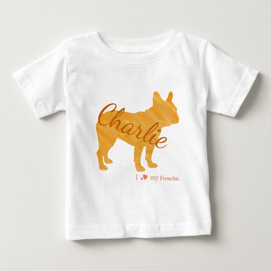 Customizable French Bulldog Pastel Orange Frenchie ベビーTシャツ (正面)