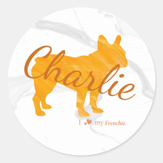 Customizable French Bulldog Pastel Orange Frenchie ラウンドシール (正面)