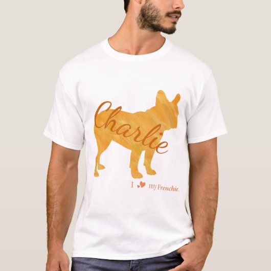 Customizable French Bulldog Pastel Orange Frenchie Tシャツ (正面)