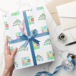 Customizable Fun Squares and Christmas Tree Gift ラッピングペーパー