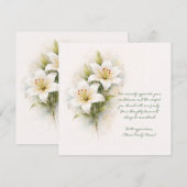 Customizable Funeral White Lily Thank You Card サンキューカード (正面/裏面)