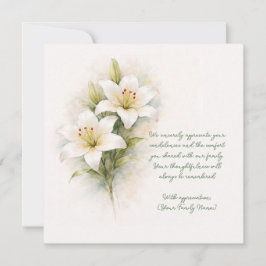 Customizable Funeral White Lily Thank You Card サンキューカード