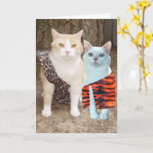 Customizable Funny Cat Birthday or Anniversary カード (黄色い花)