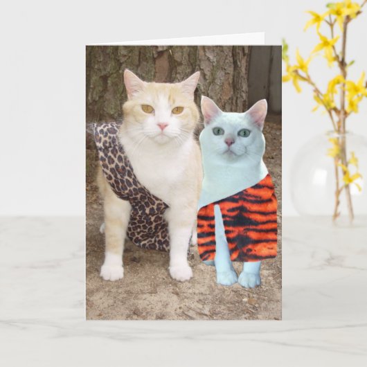 Customizable Funny Cat Birthday or Anniversary カード (黄色い花)