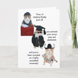 Customizable Funny Cat High School Graduation カード