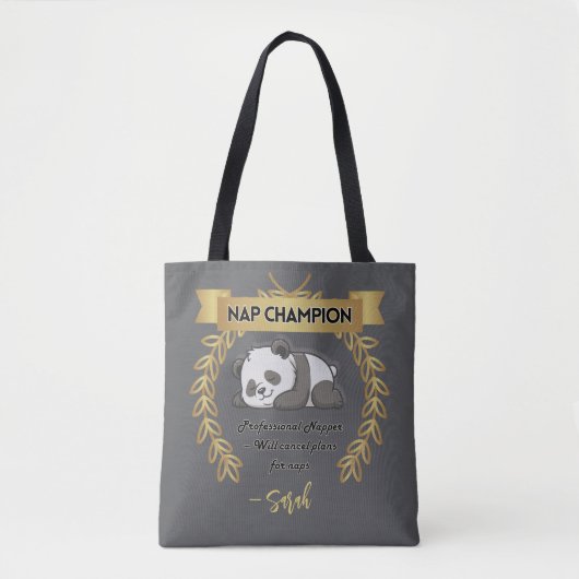 Customizable Funny Panda Nap Champion トートバッグ (正面)
