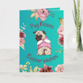 Customizable Funny Pug Easter Greeting Card カード (正面)
