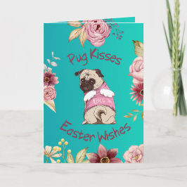 Customizable Funny Pug Easter Greeting Card カード