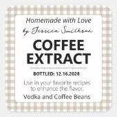 Customizable Gingham Extract Label - Brown スクエアシール (正面)