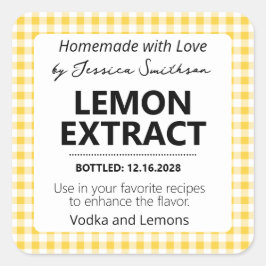 Customizable Gingham Extract Label - Yellow スクエアシール