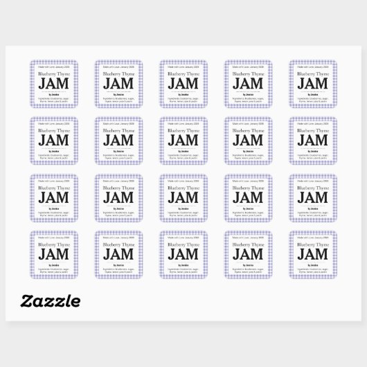 Customizable Gingham Jelly Label スクエアシール (シート)