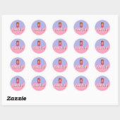 Customizable Girl Superhero Kids Name Sticker ラウンドシール (シート)