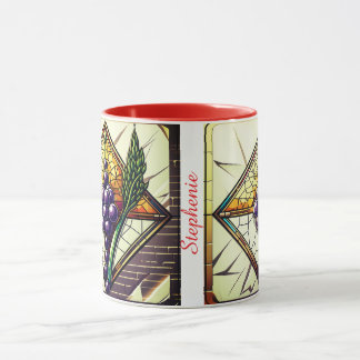 Customizable glass mug with grapes and wheat マグカップ