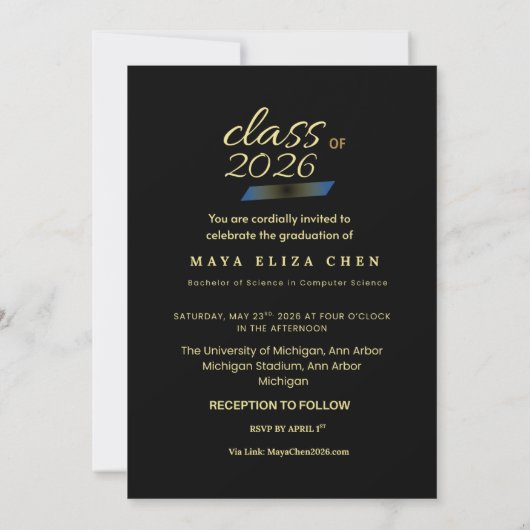 Customizable Graduate Celebration Invite | Elegant 招待状 (裏面)