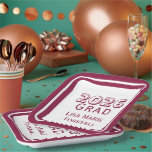 Customizable Graduation  ペーパープレート<br><div class="desc">Design features your text in burgundy and displayed against a white background. A burgundy-colored border frames design. All text is customizable. Available in a variety of colors.</div>
