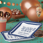 Customizable Graduation  ペーパープレート<br><div class="desc">Design features your text in navy-blue and displayed against a white background. A navy-blue border frames design. All text is customizable. Available in a variety of colors.</div>